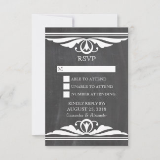 Tarjeta de respuesta de pizarra marfileña Deco