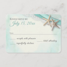 Tarjeta de respuesta de playa Starfish and Lace Vi