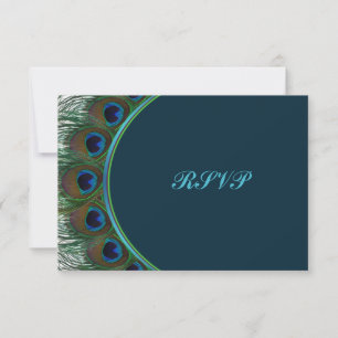 Tarjeta de respuesta de plumas de pavo real teal d