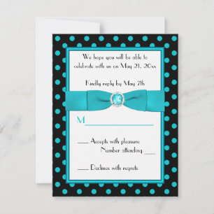 Tarjeta de respuesta de puntos de Polka negro y Aq