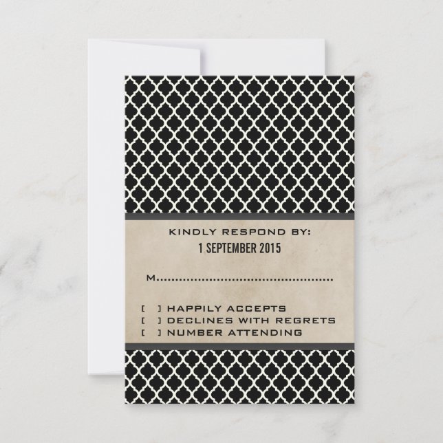 Tarjeta de respuesta de Quatrefoil de Moda gris (Anverso)