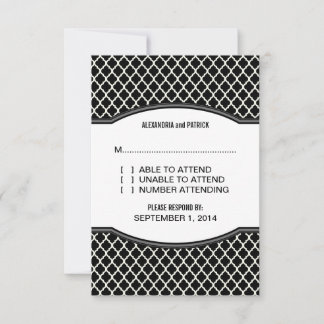 Tarjeta de respuesta de quatrefoil elegante gris