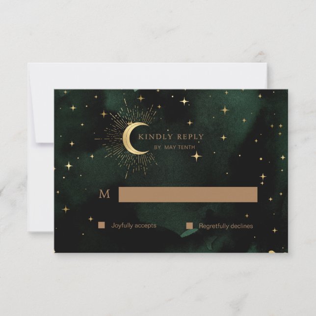 Tarjeta de respuesta de Quinceanera Celestial Moon (Anverso)