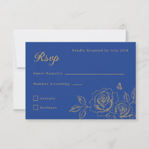 Tarjeta de respuesta de quinceañera floral azul re