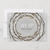 Tarjeta de respuesta de ramas de boda de invierno 