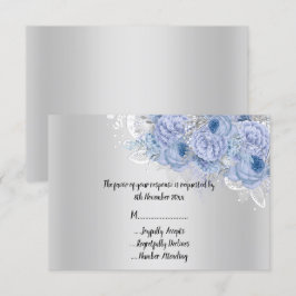 Tarjeta de respuesta de ramo de flores de plata me
