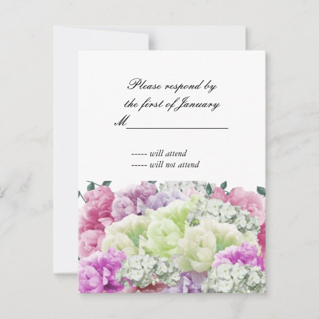 Tarjeta de respuesta de ramo mixto de flores (Anverso)
