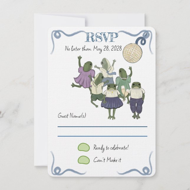 Tarjeta de respuesta de ranas ilustradas (Anverso)