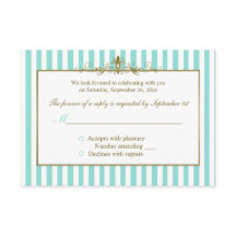 Tarjeta de respuesta de rayas Aqua y Blanco con vo