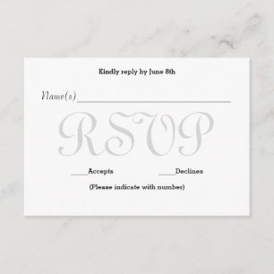 Tarjeta de respuesta de recepción de Typo Gris de