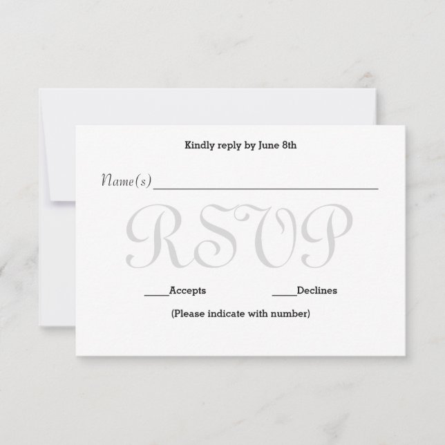 Tarjeta de respuesta de recepción de Typo Gris de  (Anverso)