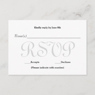 Tarjeta de respuesta de recepción de Typo Gris de
