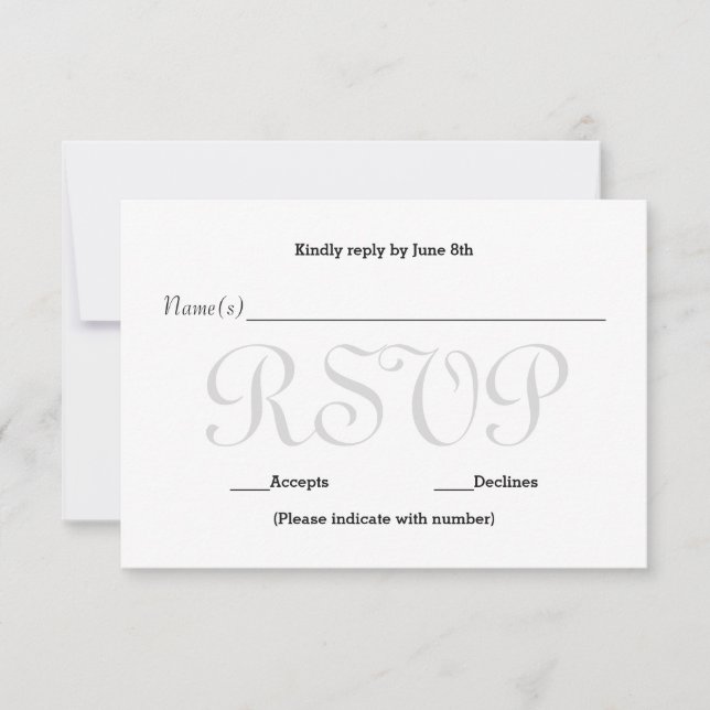 Tarjeta de respuesta de recepción de Typo Gris de  (Anverso)