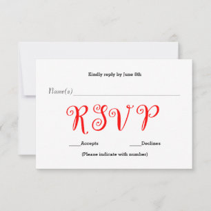 Tarjeta de respuesta de recepción RSVP roja