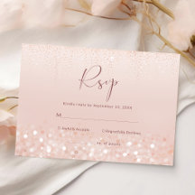 Tarjeta de respuesta de regadera de boda con brill