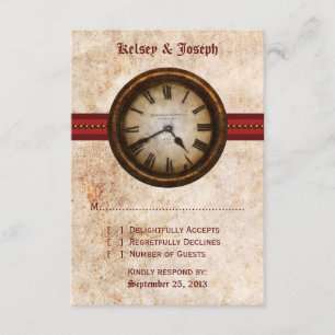 Tarjeta de respuesta de reloj anticuado, rojo