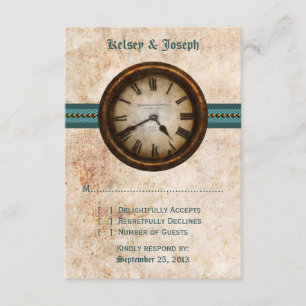 Tarjeta de respuesta de reloj antigua, Verde azula