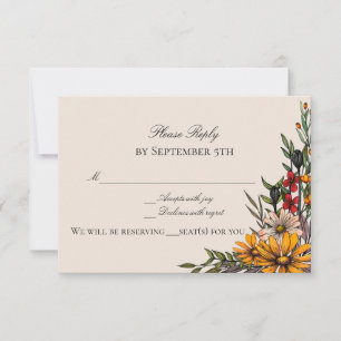 Tarjeta de respuesta de ricas flores de otoño