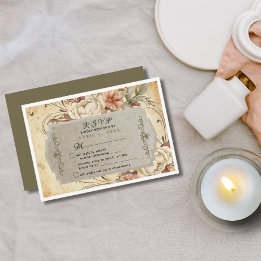 Tarjeta de respuesta de Rosa de otoño vintage