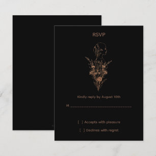 Tarjeta de respuesta de rosa dorada de flor silves