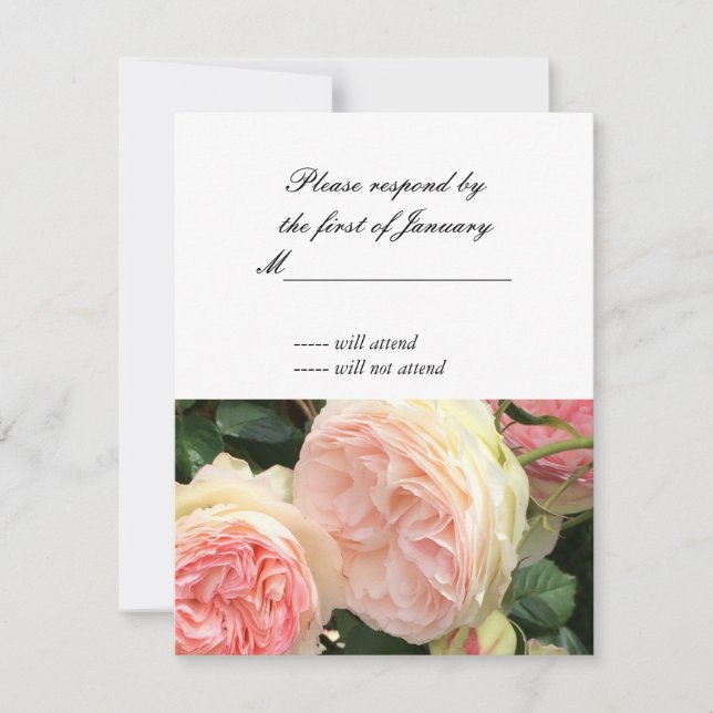 Tarjeta de respuesta de rosa rosa y crema (Anverso)