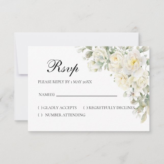 Tarjeta de respuesta de Rosas Blancas (Anverso)