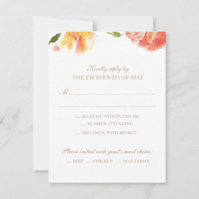 Tarjeta de respuesta de Rosas de acuarela (Anverso)