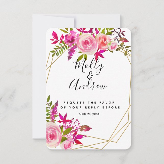TARJETA de respuesta de Rosas de la boda RSVP de l (Anverso)