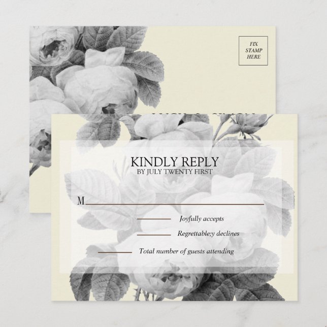 Tarjeta de respuesta de Rosas Vintage Isabella Mon (Anverso / Reverso)