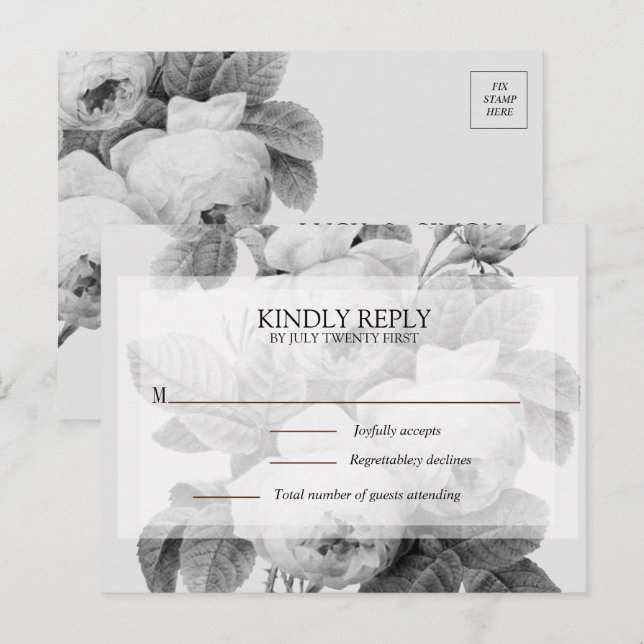 Tarjeta de respuesta de Rosas Vintage Isabella Mon (Anverso / Reverso)