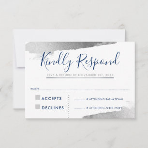 TARJETA DE RESPUESTA DE RSVP azul marino dorado de