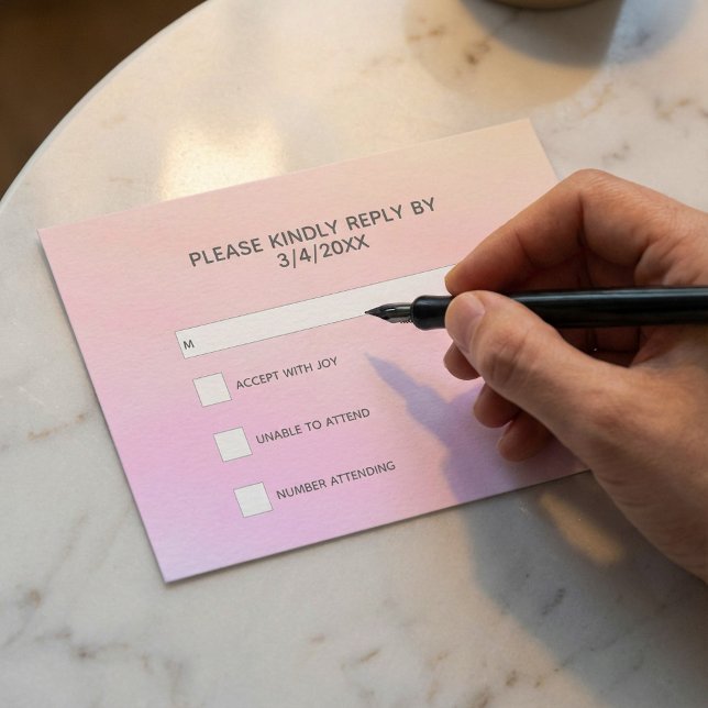 Tarjeta de respuesta de RSVP con acuarela rosa inc (Pink watercolor RSVP response Enclosure Card.)