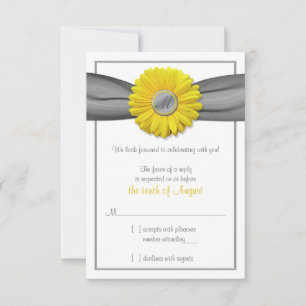 Tarjeta de respuesta de RSVP con cinta gris y marg
