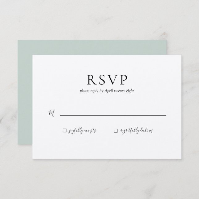 Tarjeta de respuesta de RSVP de boda (Anverso / Reverso)