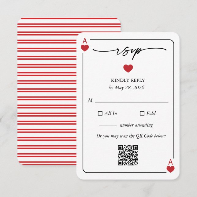 Tarjeta de respuesta de RSVP de boda Afortunado en (Anverso / Reverso)