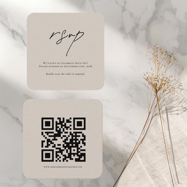 Tarjeta de respuesta de RSVP de boda beige minimal (Subido por el creador)