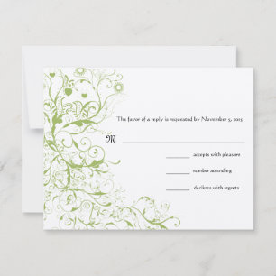 Tarjeta de respuesta de RSVP de boda Birds & Swirl