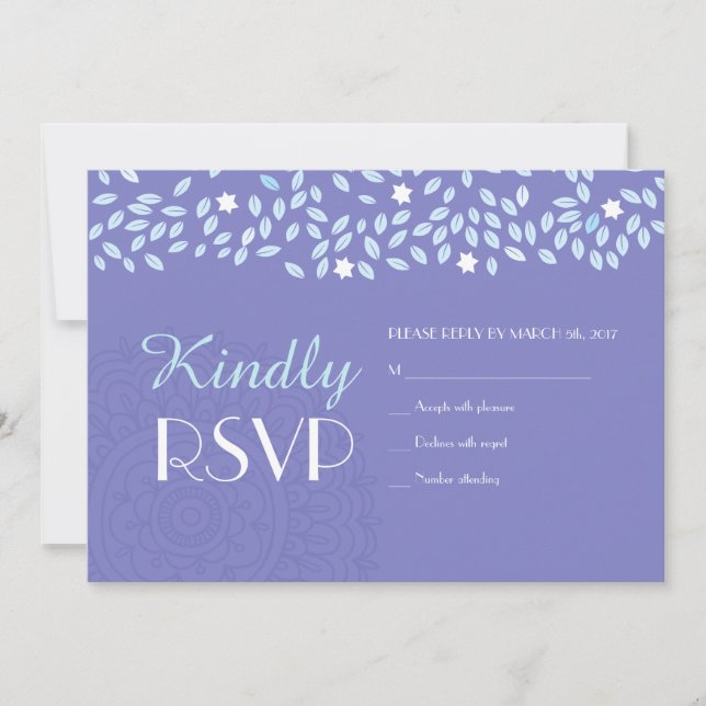 Tarjeta de respuesta de RSVP de boda con árbol con (Anverso)