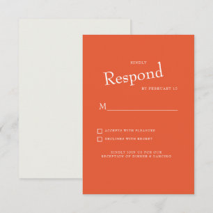 Tarjeta de respuesta de RSVP de boda con fuente mo