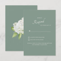 Tarjeta de respuesta de RSVP de boda con hortensia