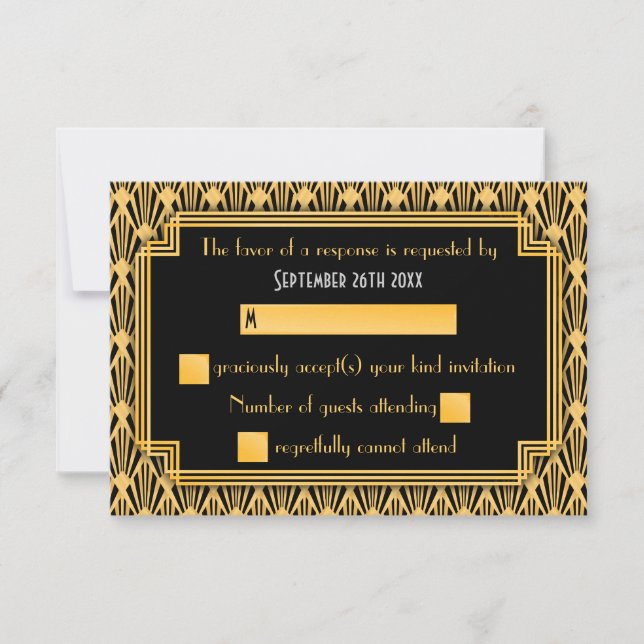 Tarjeta de respuesta de RSVP de boda con patrón de (Anverso)