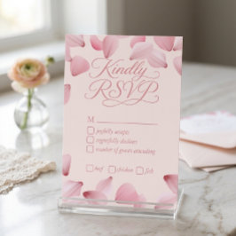 Tarjeta de respuesta de RSVP de boda con pétalos d