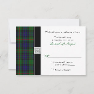Tarjeta de respuesta de RSVP de boda con tartán Gu