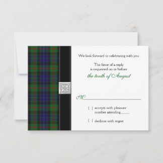 Tarjeta de respuesta de RSVP de boda con tartán Gu