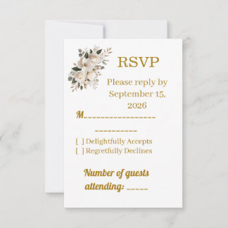 Tarjeta de respuesta de RSVP de boda con tipografí
