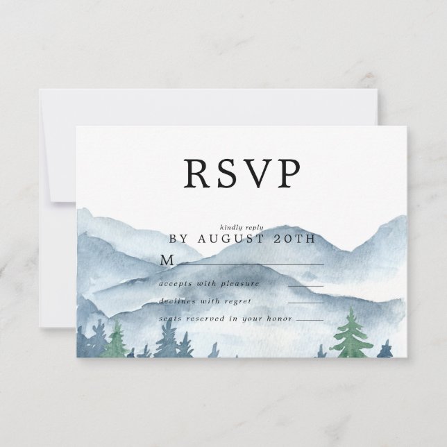 Tarjeta de respuesta de RSVP de boda de bosque con (Anverso)