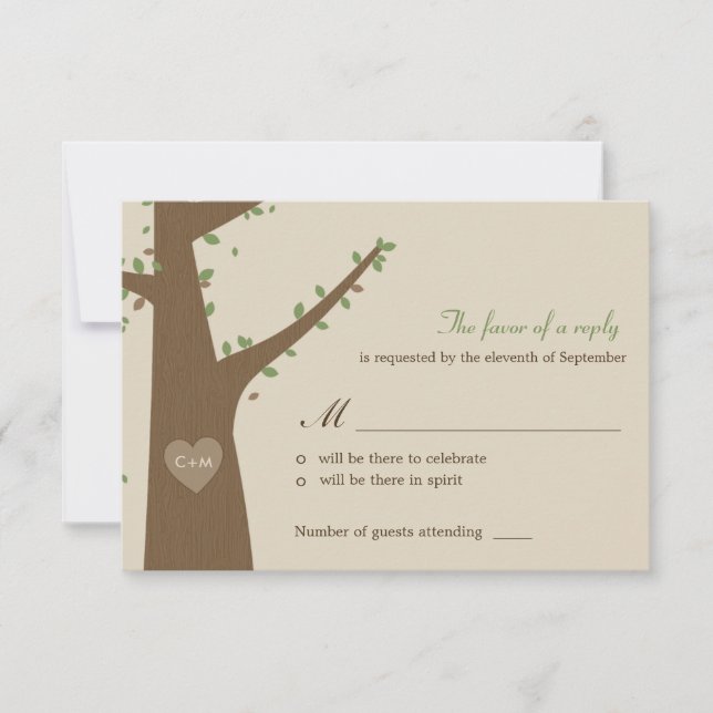 Tarjeta de respuesta de RSVP de boda de búhos de a (Anverso)