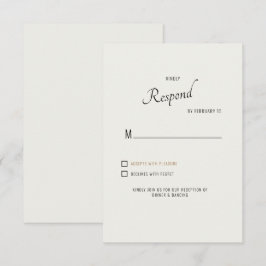 Tarjeta de respuesta de RSVP de boda de crema con