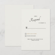 Tarjeta de respuesta de RSVP de boda de fuente mod