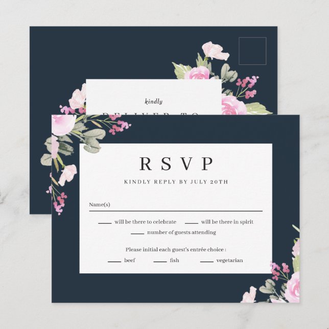 Tarjeta de Respuesta de RSVP de Boda de Jardín de  (Anverso / Reverso)